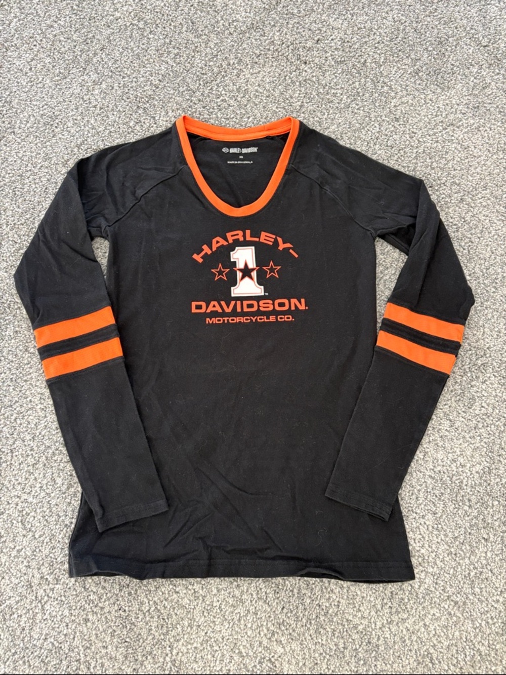 Harley-Davidson Black & Orange Long Sleeve Shirt with Logo